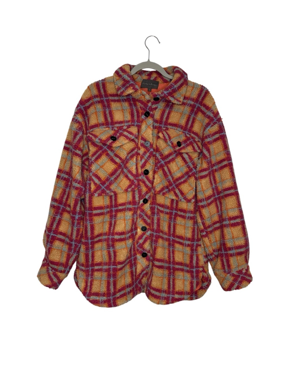 Sundays in Brooklyn Anthropologie Plaid Sherpa Shacket Size Medium